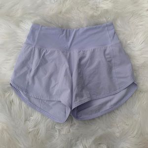 LULULEMON serene blue mid rise speed up shorts